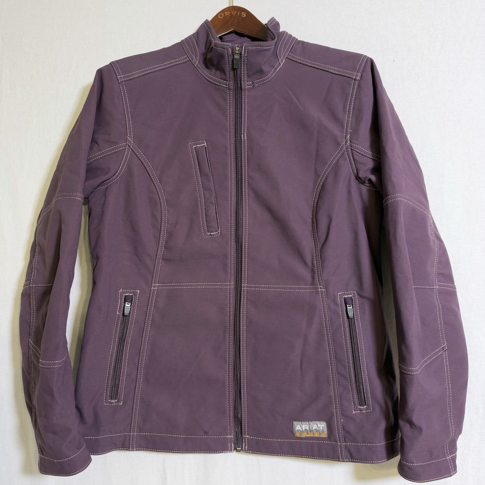 Ariat Rebar Softshell Jacket Womens Large Fullzip Purple Soft Lined Workwear